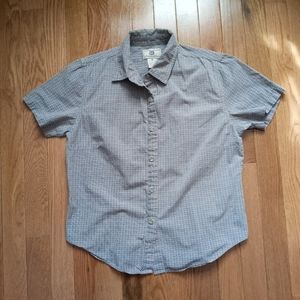 M by Maurices 90s pink/navy/tan checked short sleeved button down Size S